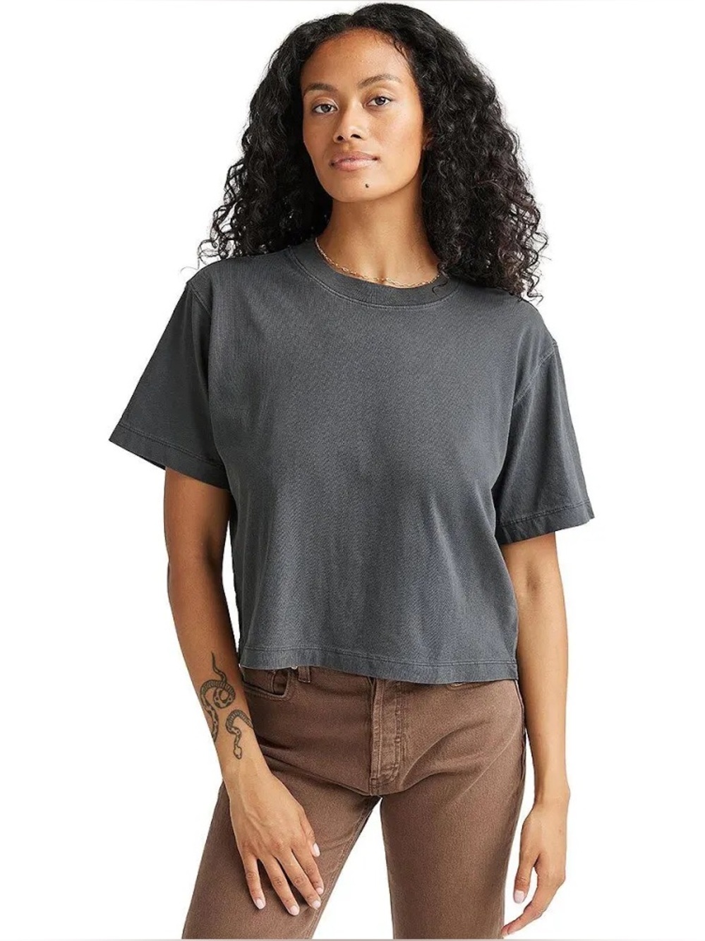 Relaxed Crop Tee, dark grey